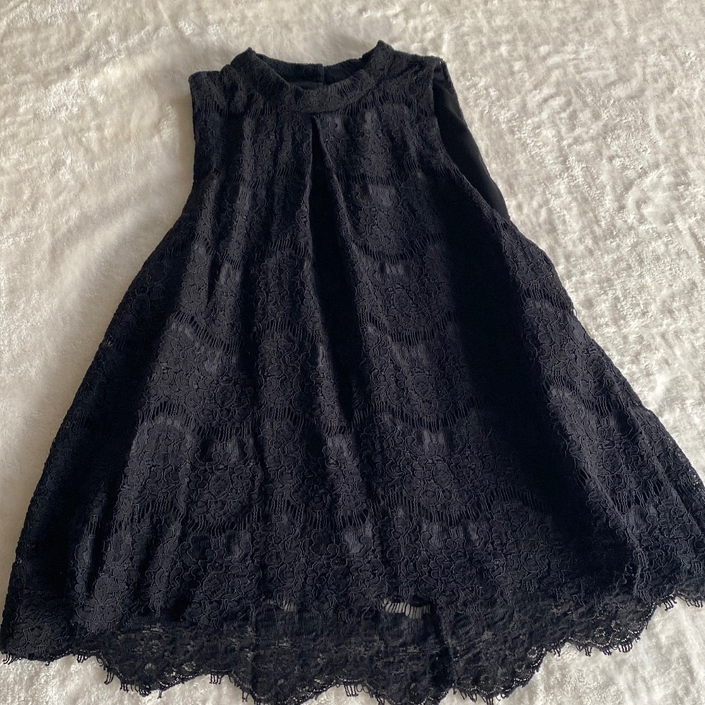 Black lace high neck top